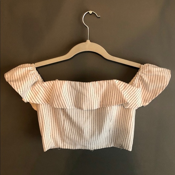 Blue and white striped crop top! - Picture 1 of 3